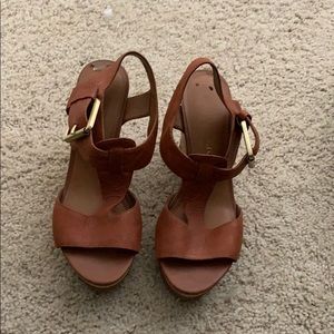 Cute Tan Leather Wedges